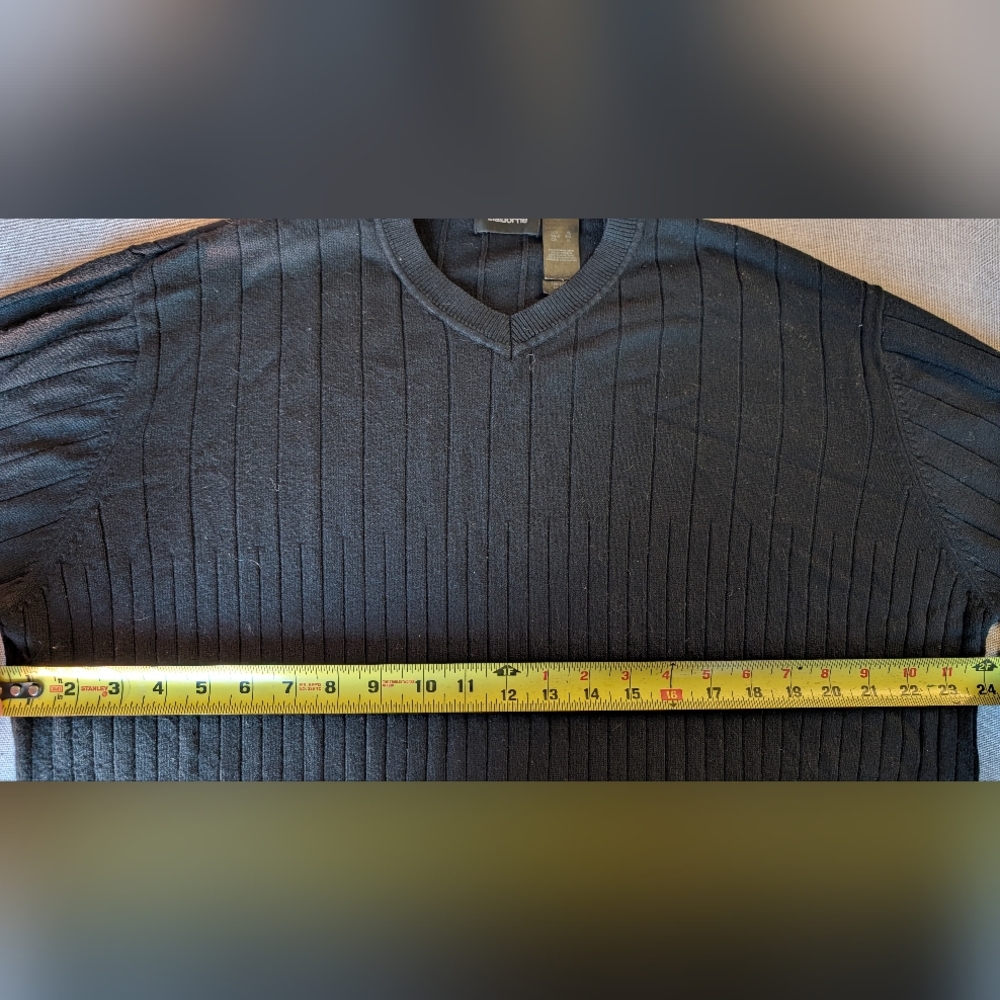 Claiborne Mens Black Long Sleeve Ribbed V-Neck Sweater Rayon Nylon Blend Size XL - Picture 6 of 14